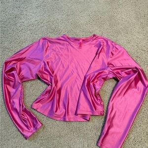 Skims Pink Long Sleeve Fitted or loose Crop Blouse